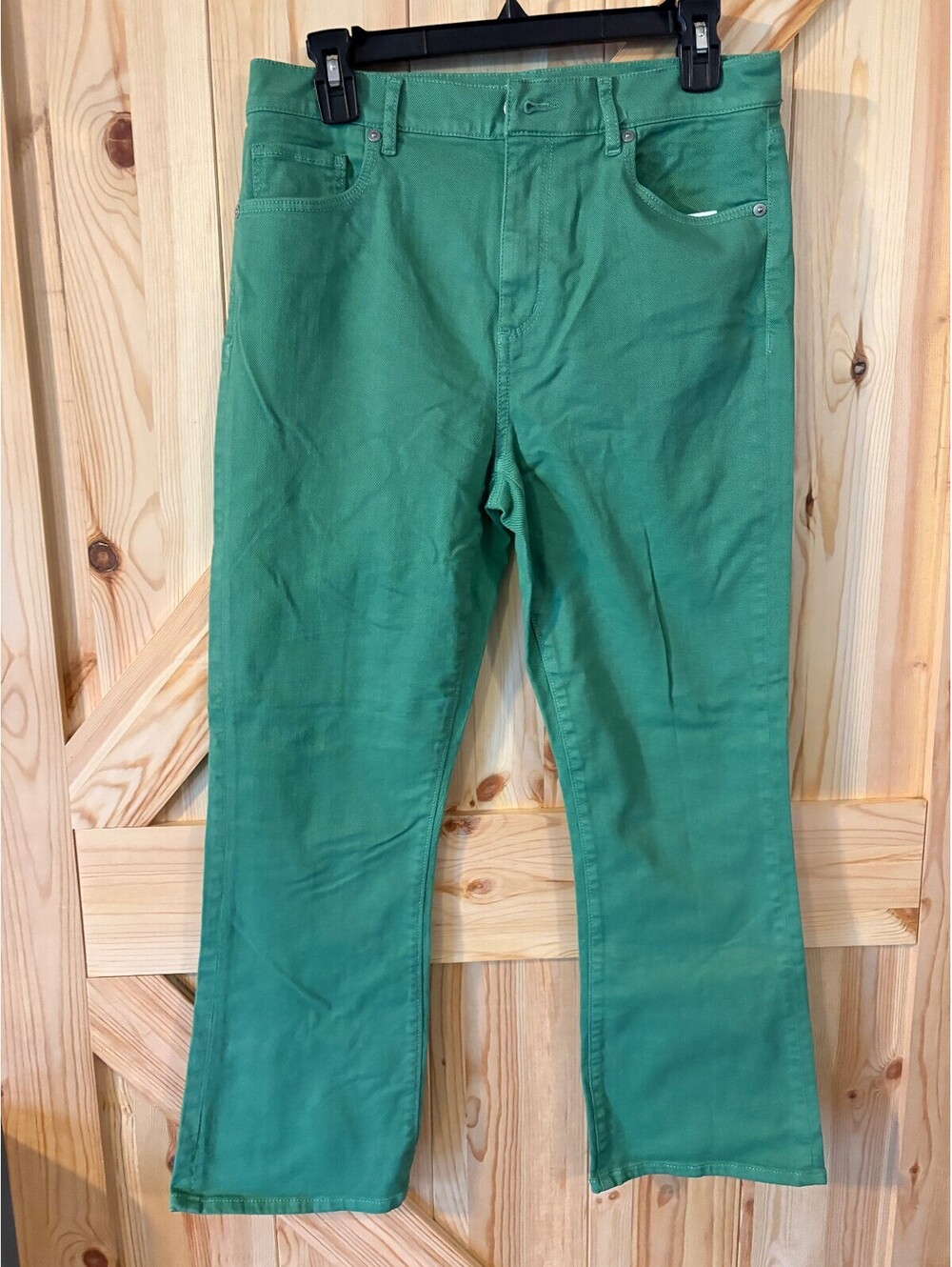 LOFT The Kick Crop High Rise Green Pants Size 27